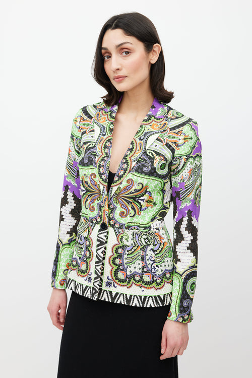 Etro Green & Multicolour Paisley Blazer