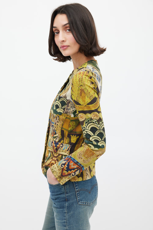 Etro Green & Multicolour Wool Printed Jacket