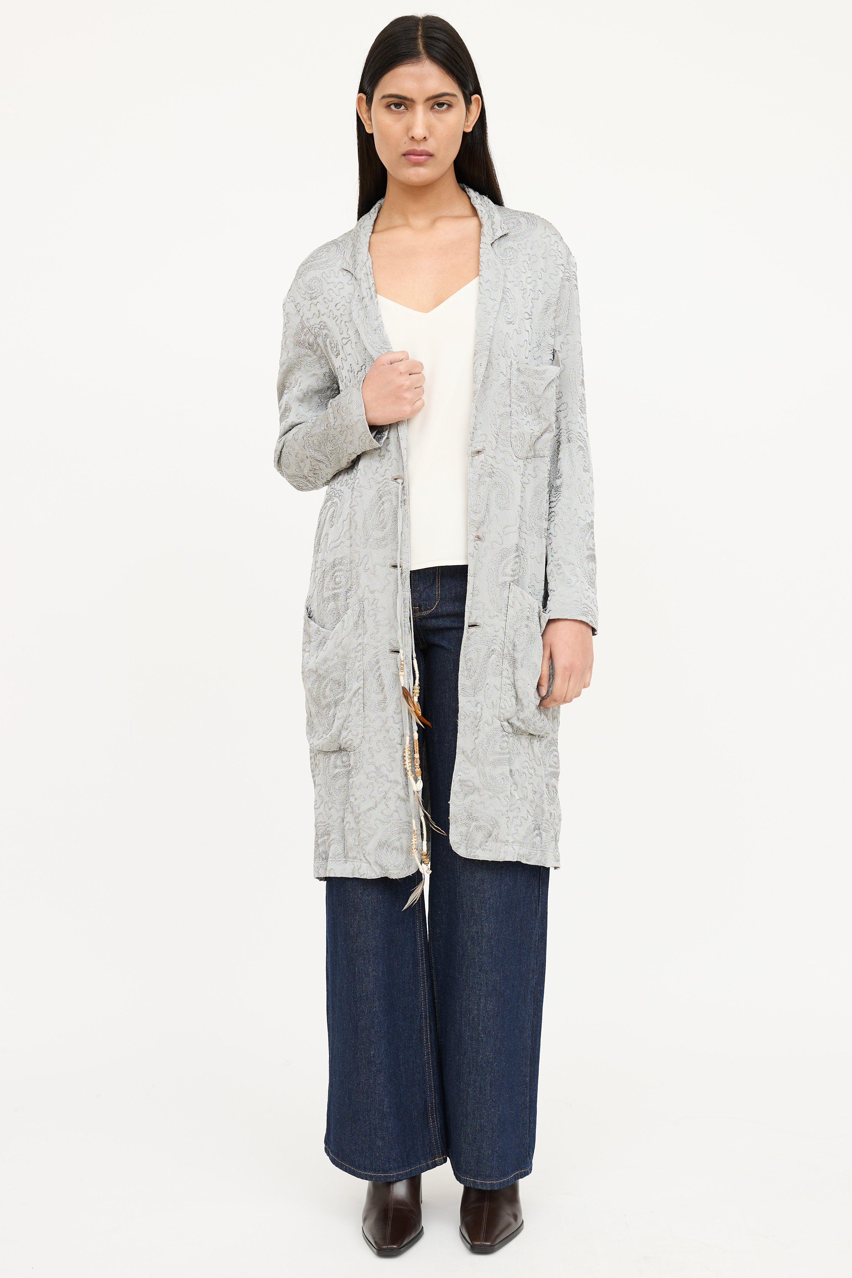 Etro Embroidered Tie Coat