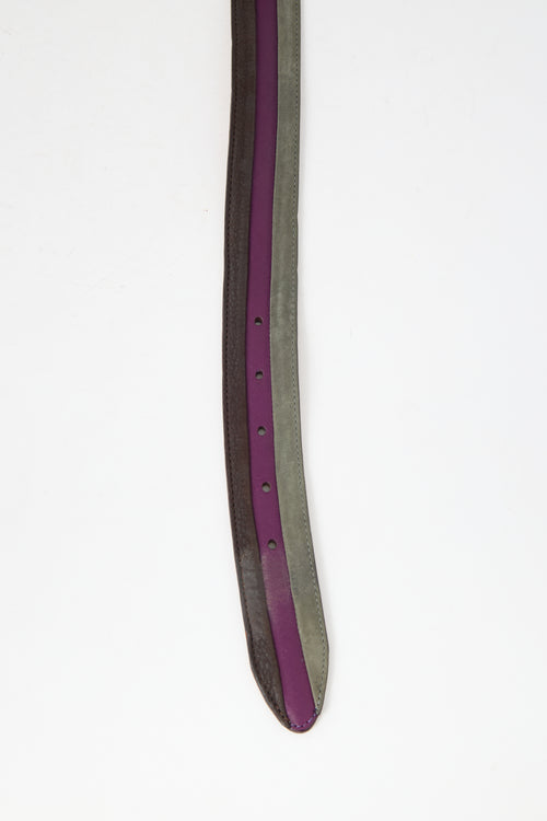 Etro Leather & Suede Stripe Belt
