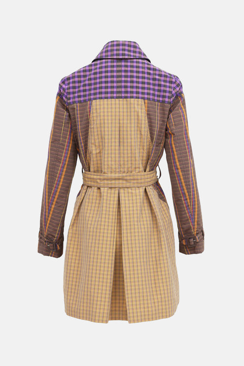 Etro Double Breasted Plaid Trench Coat