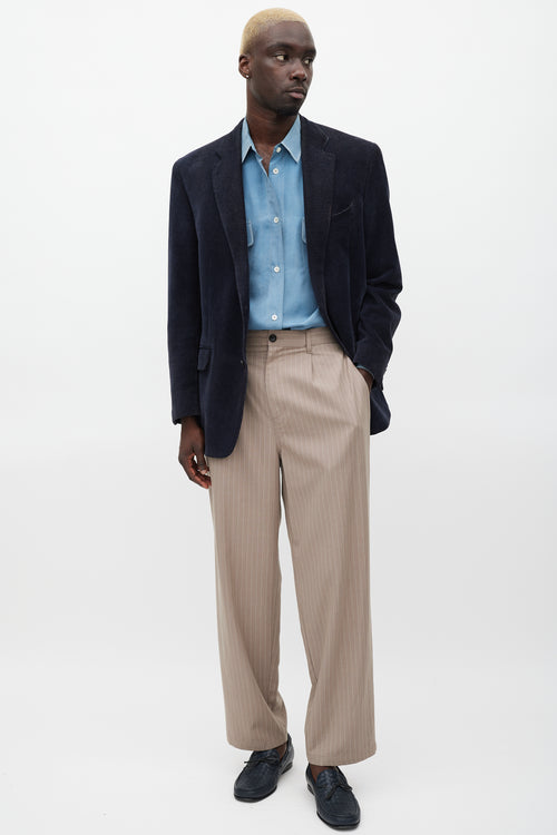 Etro Navy & Black Velour Houndstooth Blazer