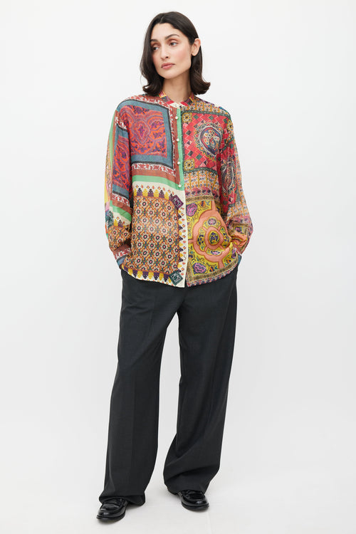 Etro Pink & Multicolour Geometric Sheer Shirt