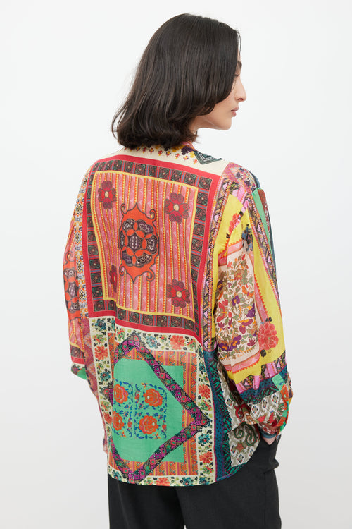 Etro Pink & Multicolour Geometric Sheer Shirt