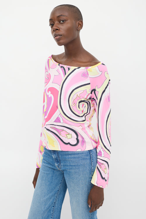 Etro Pink & Multicolour Printed Bateau Top