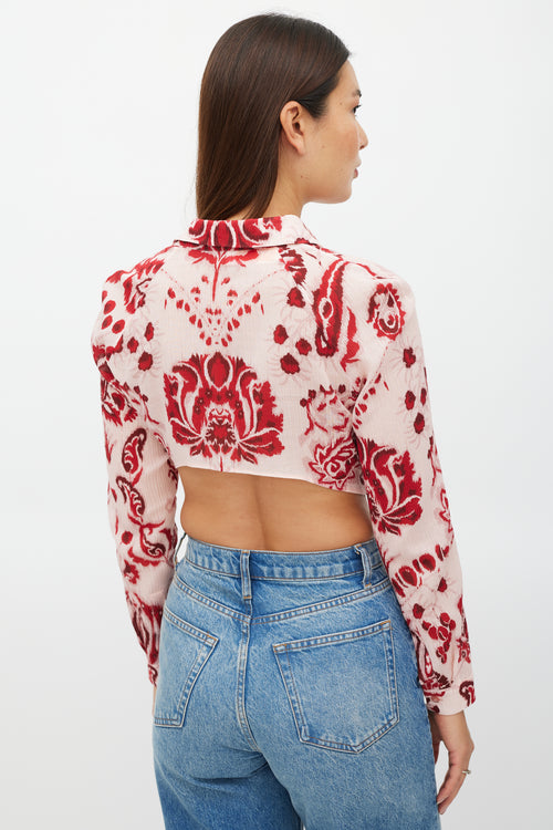 Etro Pink & Red Floral Cropped Top
