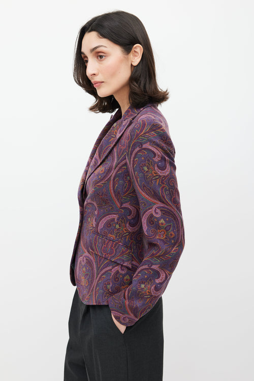 Etro Purple & Multicolour Paisley Wool Blazer