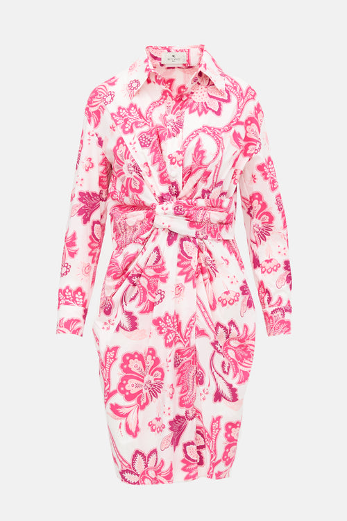 Etro Ruched Paisley Shirt Dress