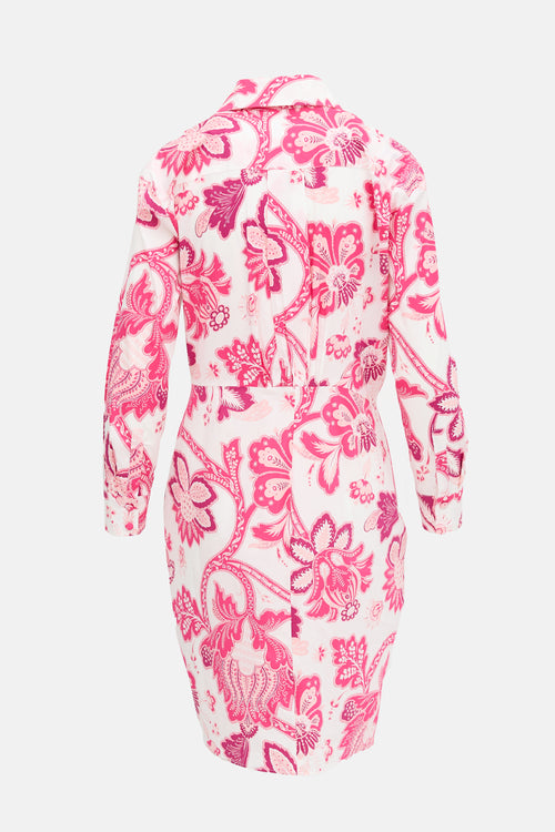 Etro Ruched Paisley Shirt Dress