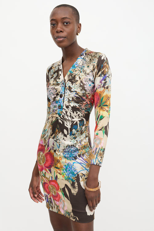 Etro Silk Satin Floral Dress