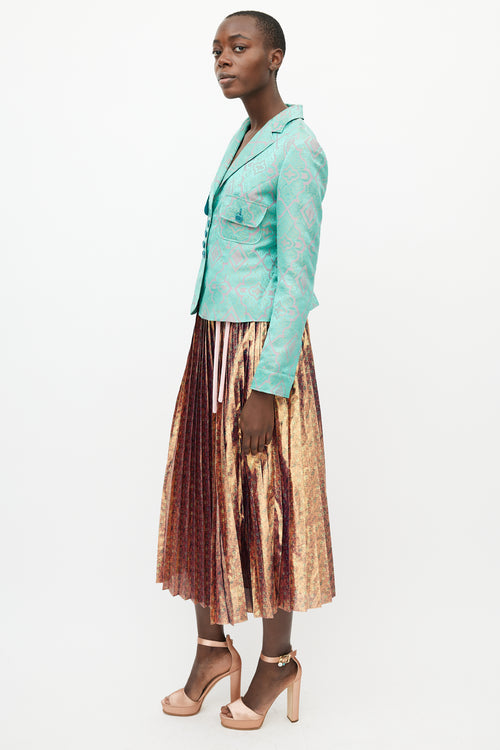 Etro Turquoise & Pink Brocade Blazer