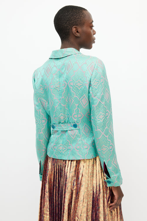 Etro Turquoise & Pink Brocade Blazer