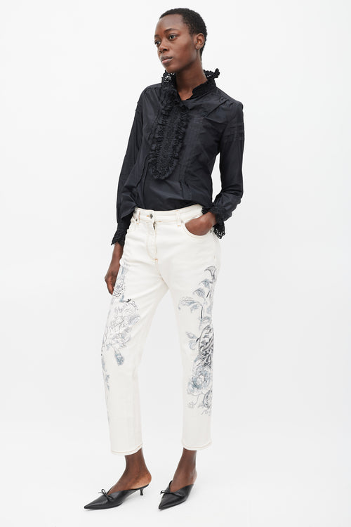 Etro White & Grey Printed Jeans
