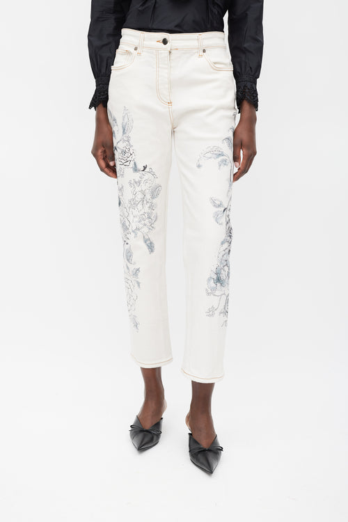 Etro White & Grey Printed Jeans