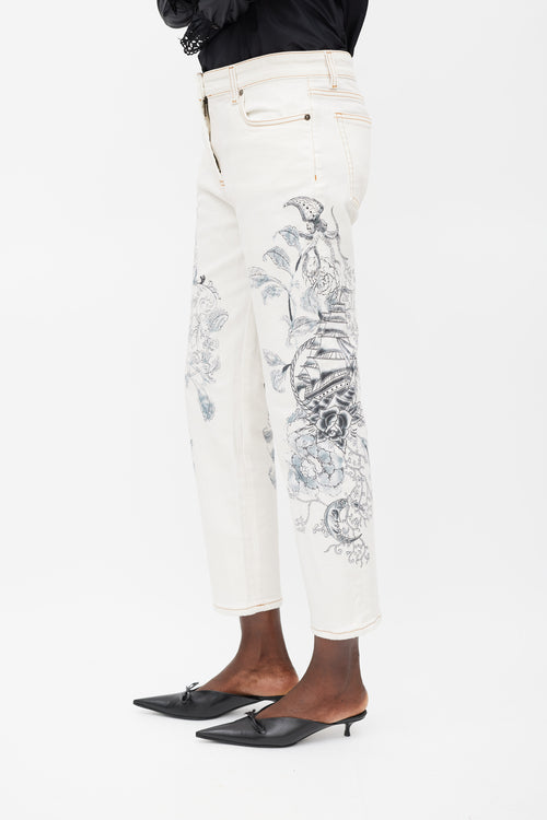 Etro White & Grey Printed Jeans