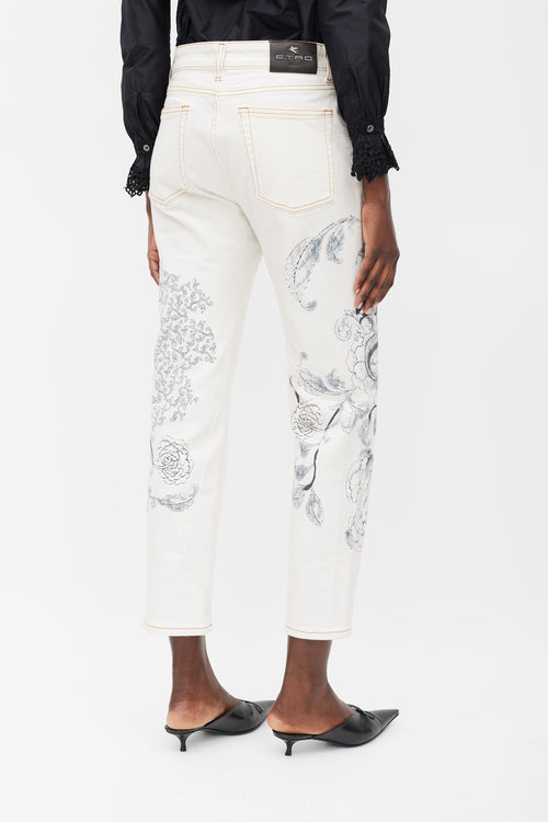 Etro White & Grey Printed Jeans