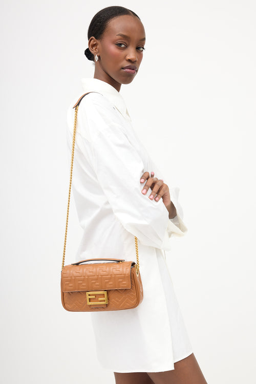 Fendi Leather Monogram Midi Baguette Bag