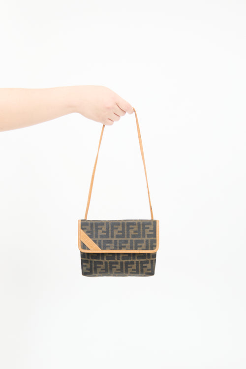 Fendi Brown Canvas & Leather Zucca Crossbody Bag