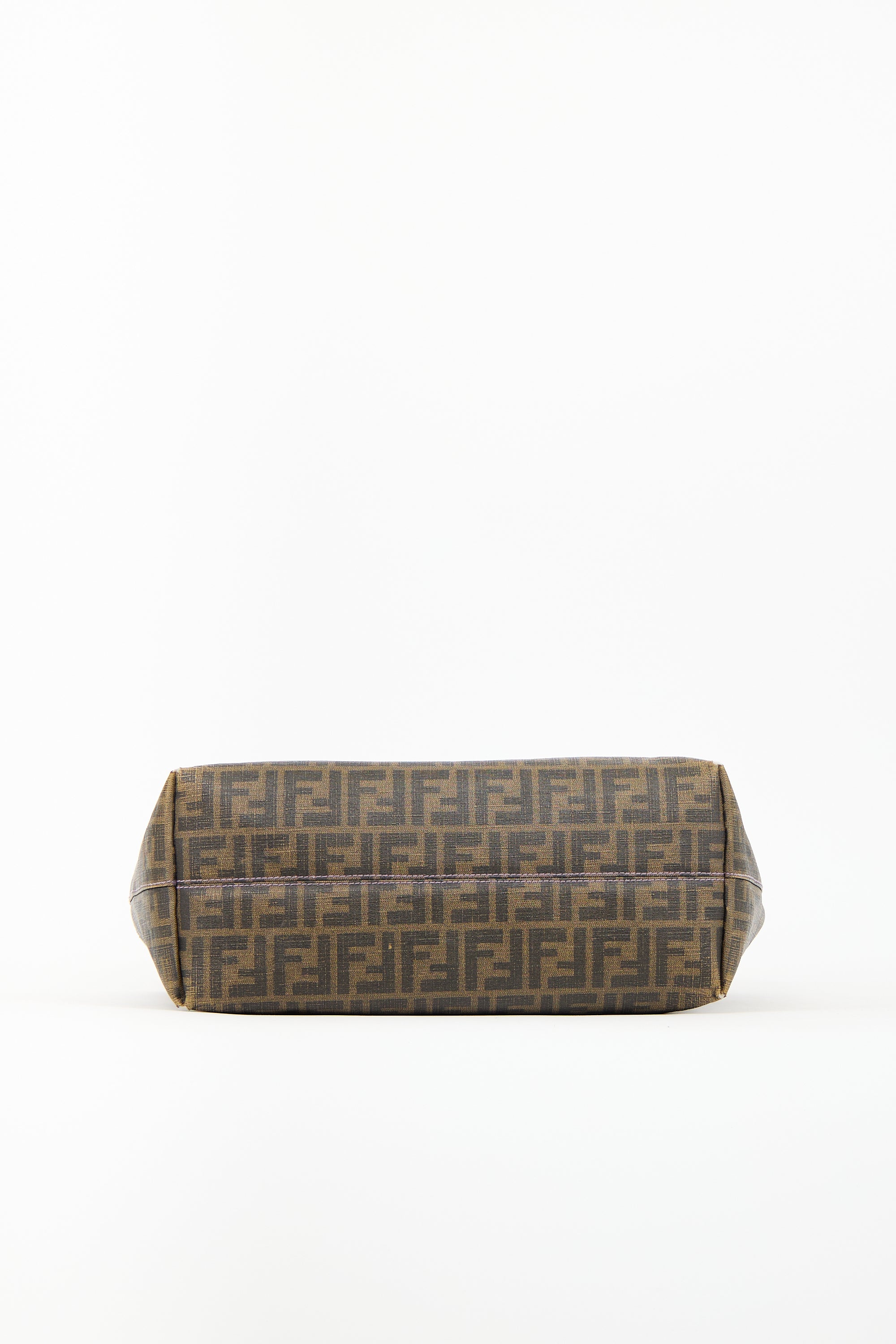 Fendi Brown Coated Canvas Zucca Roll Tote Bag