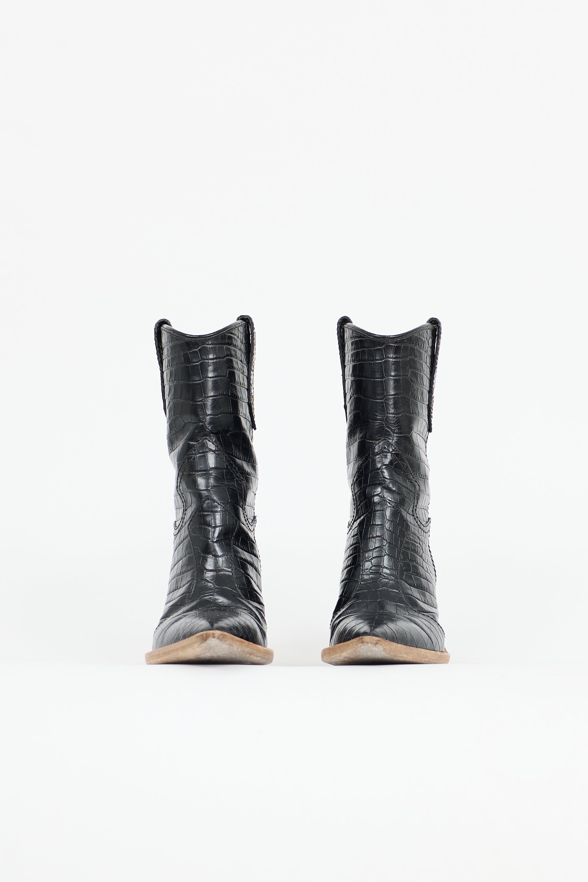 Fendi FW 2018 Embossed Leather Cowboy Boot