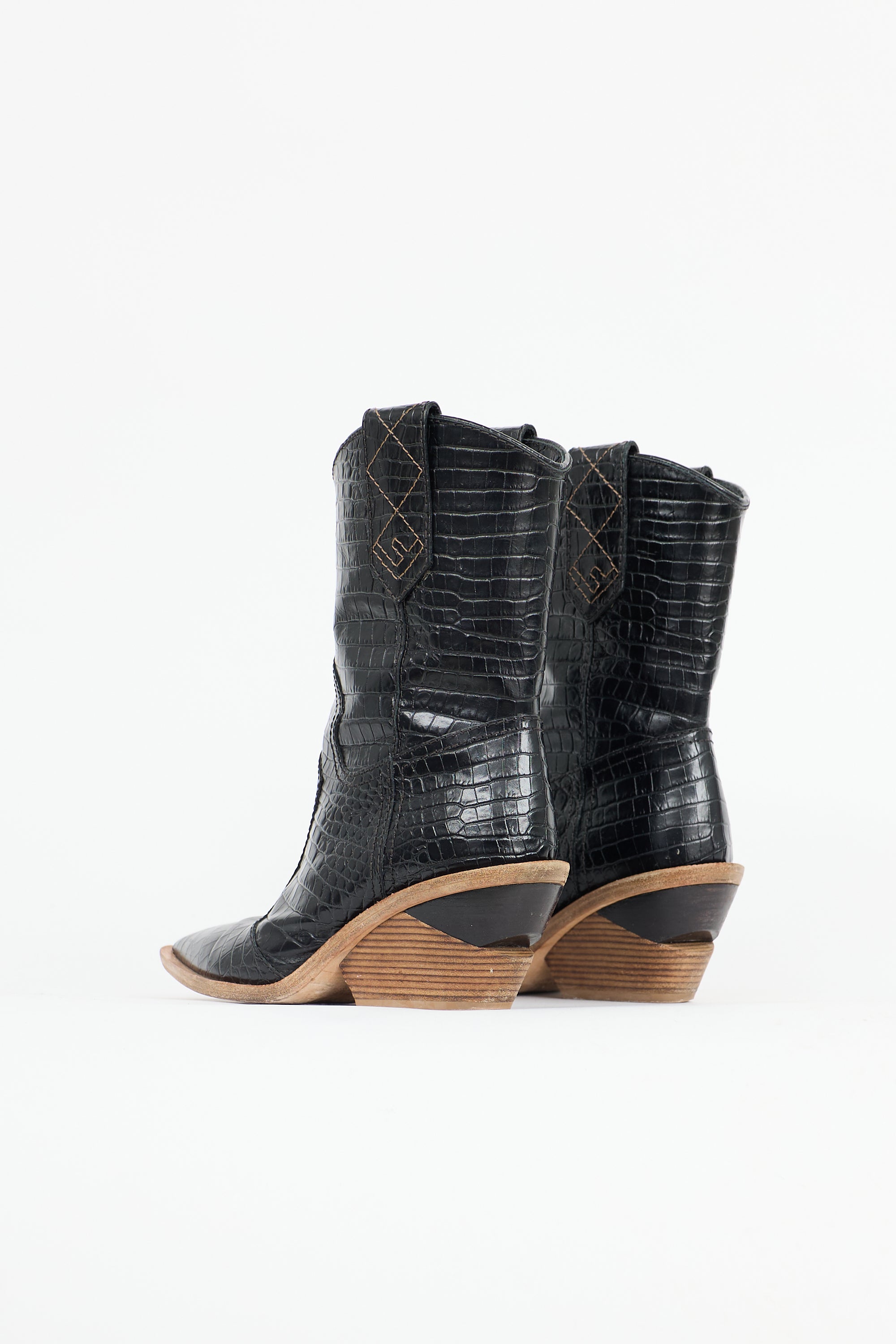 Fendi FW 2018 Embossed Leather Cowboy Boot