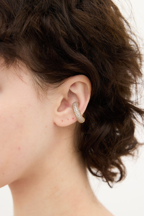 Fendi Gold & Crystal Cuff Single Earring