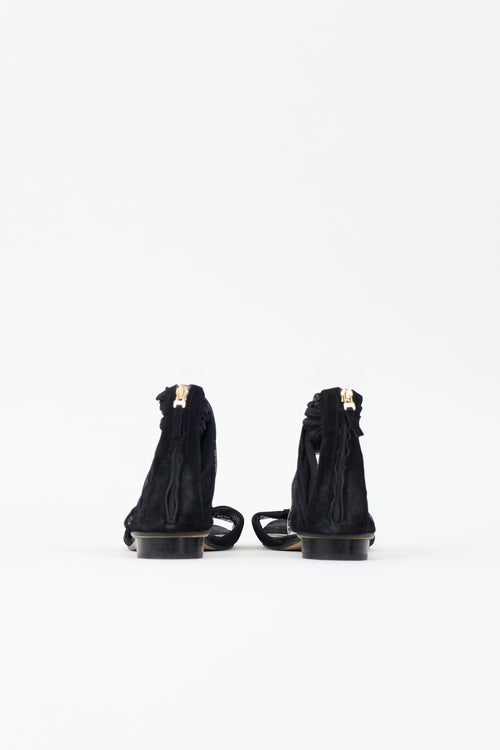 Fendi Mesh Ankle Wrap Sandal