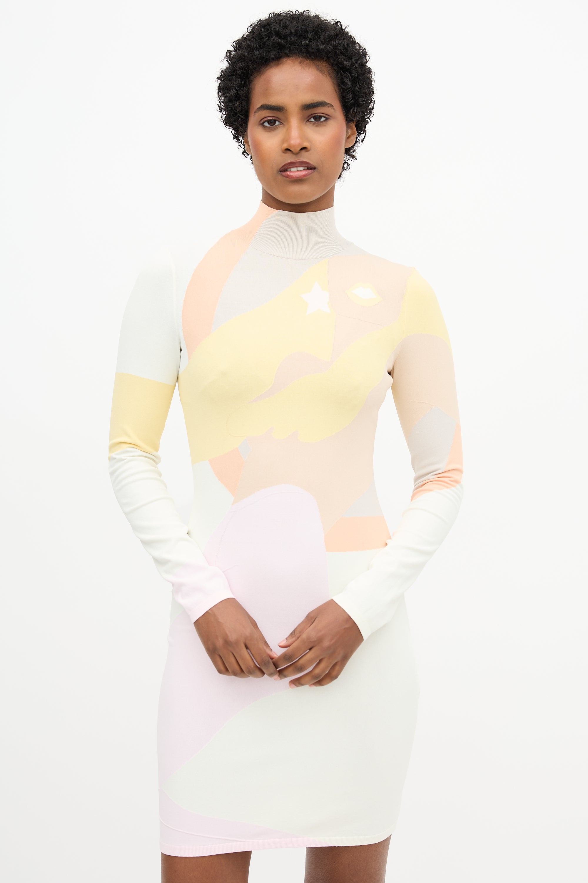 Fendi Intarsia Turtleneck Dress