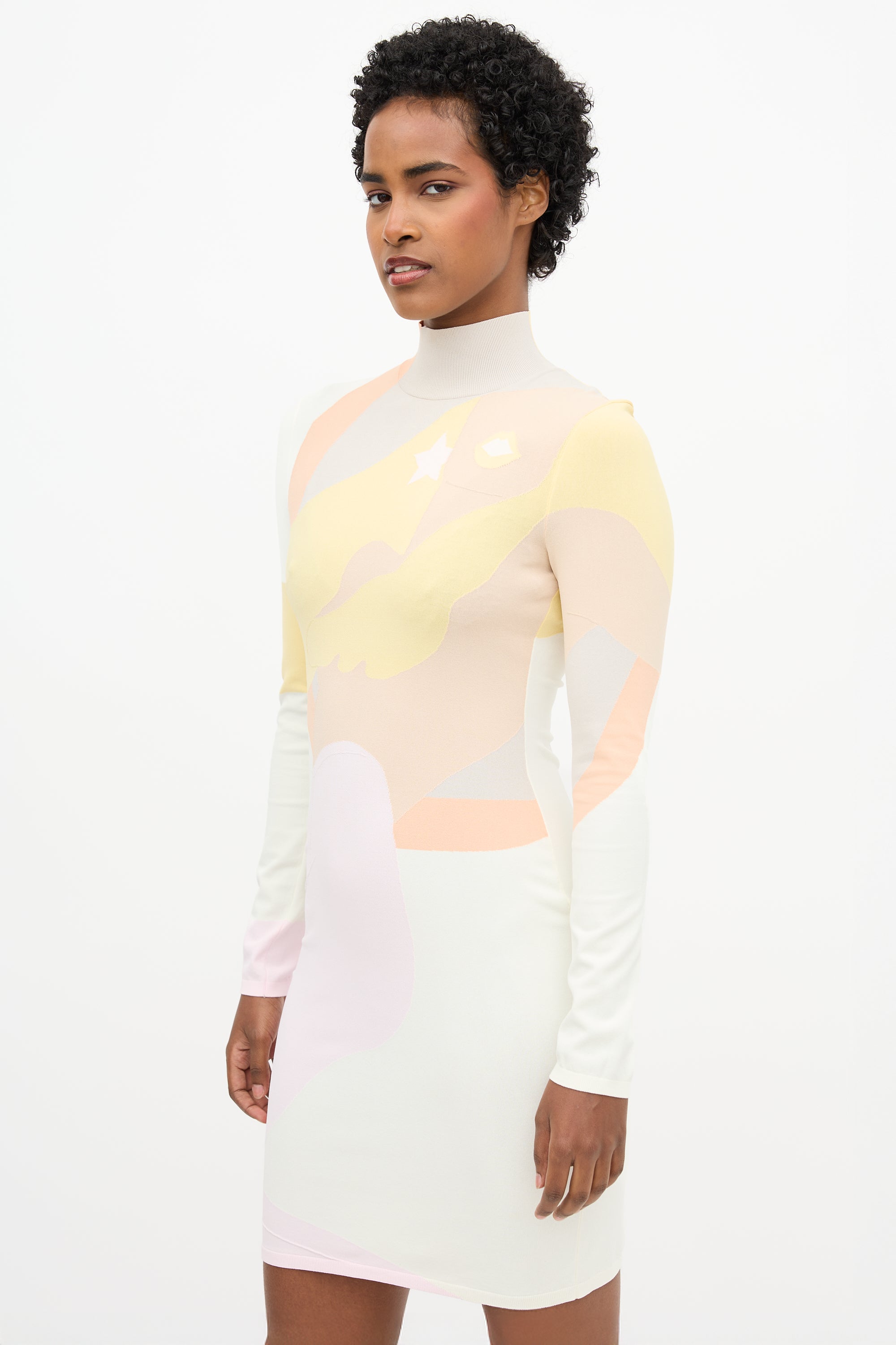 Fendi Intarsia Turtleneck Dress