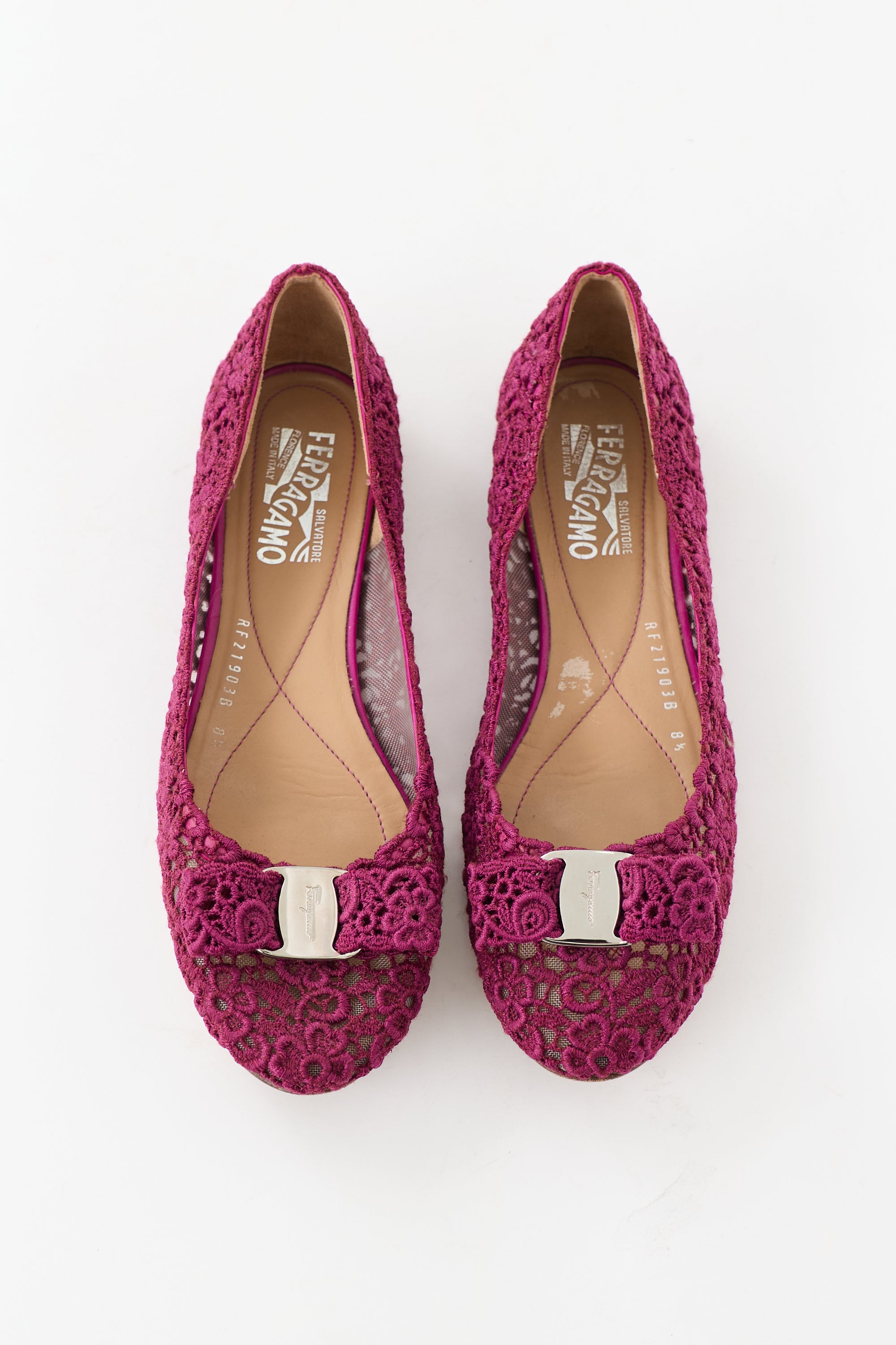 Ferragamo Lace Vara Bow Flat