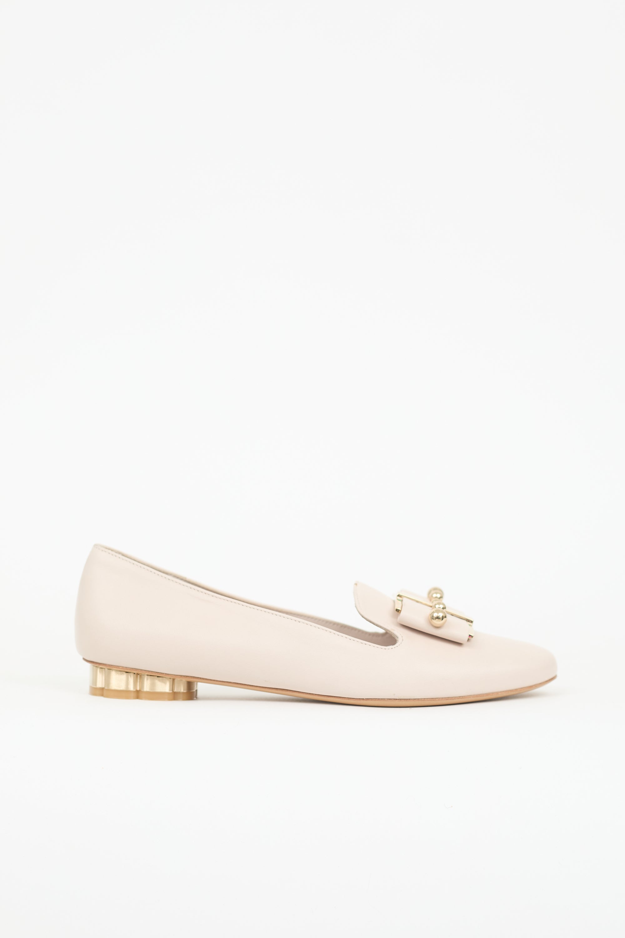 Ferragamo Leather Sarno Pearl Bow Loafer