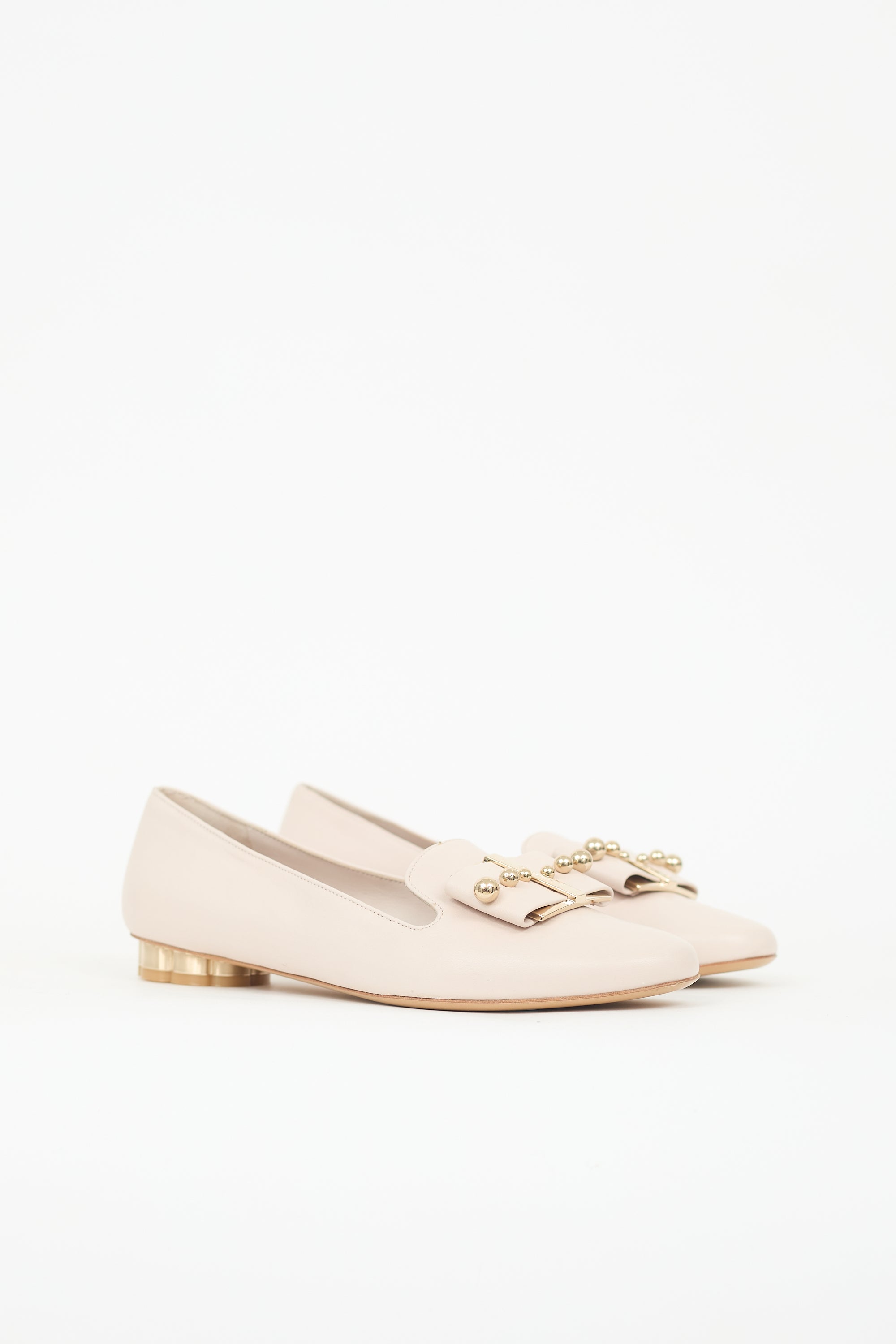 Ferragamo Leather Sarno Pearl Bow Loafer