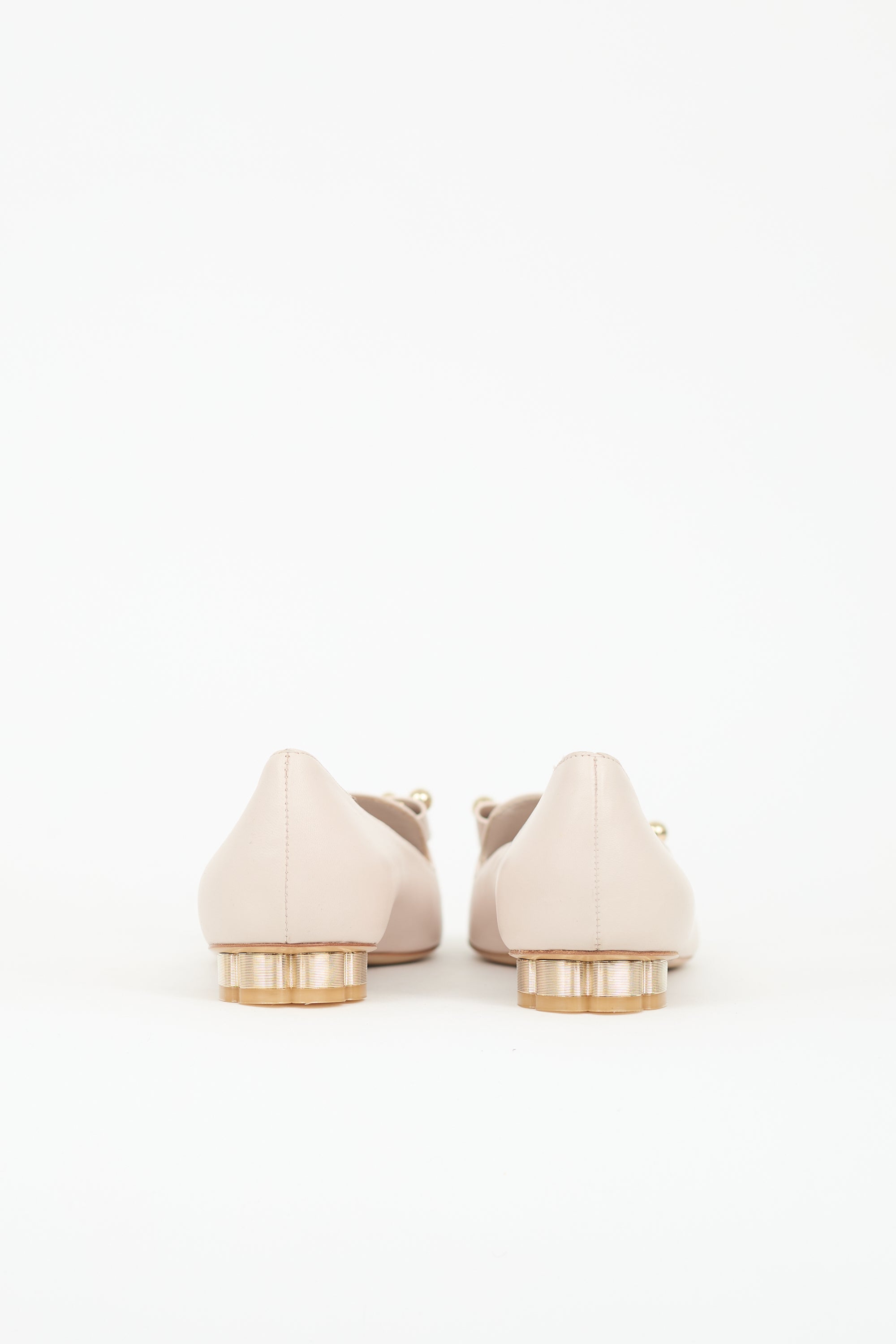 Ferragamo Leather Sarno Pearl Bow Loafer