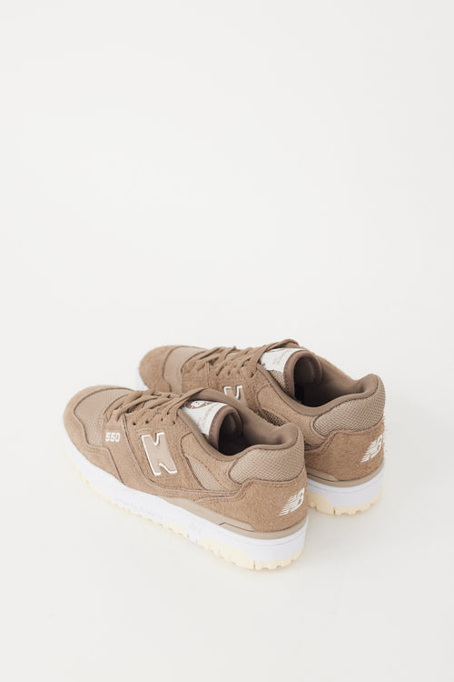 New Balance Brown & White Suede 550 Sneaker