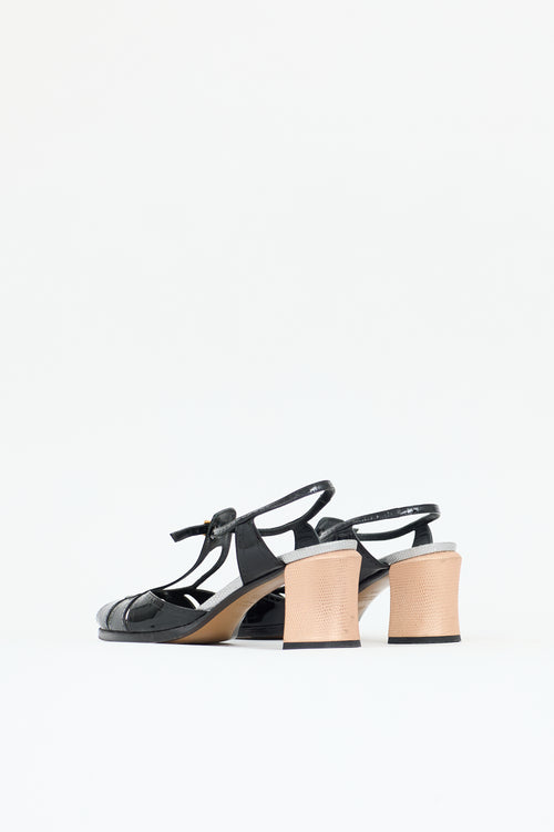 Fendi Patent T-Strap Sandal