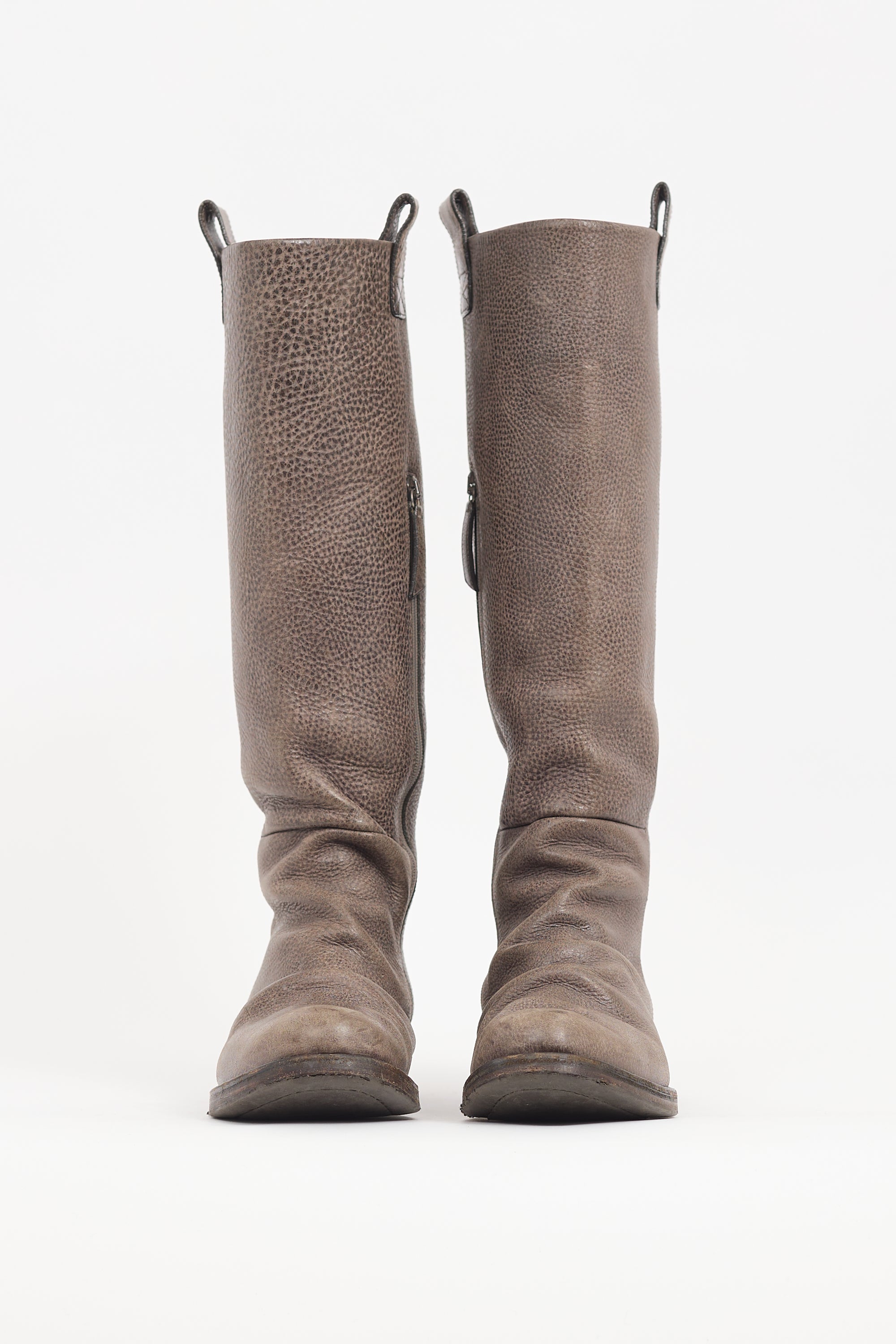 Brunello Cucinelli Brown Leather Knee High Boot