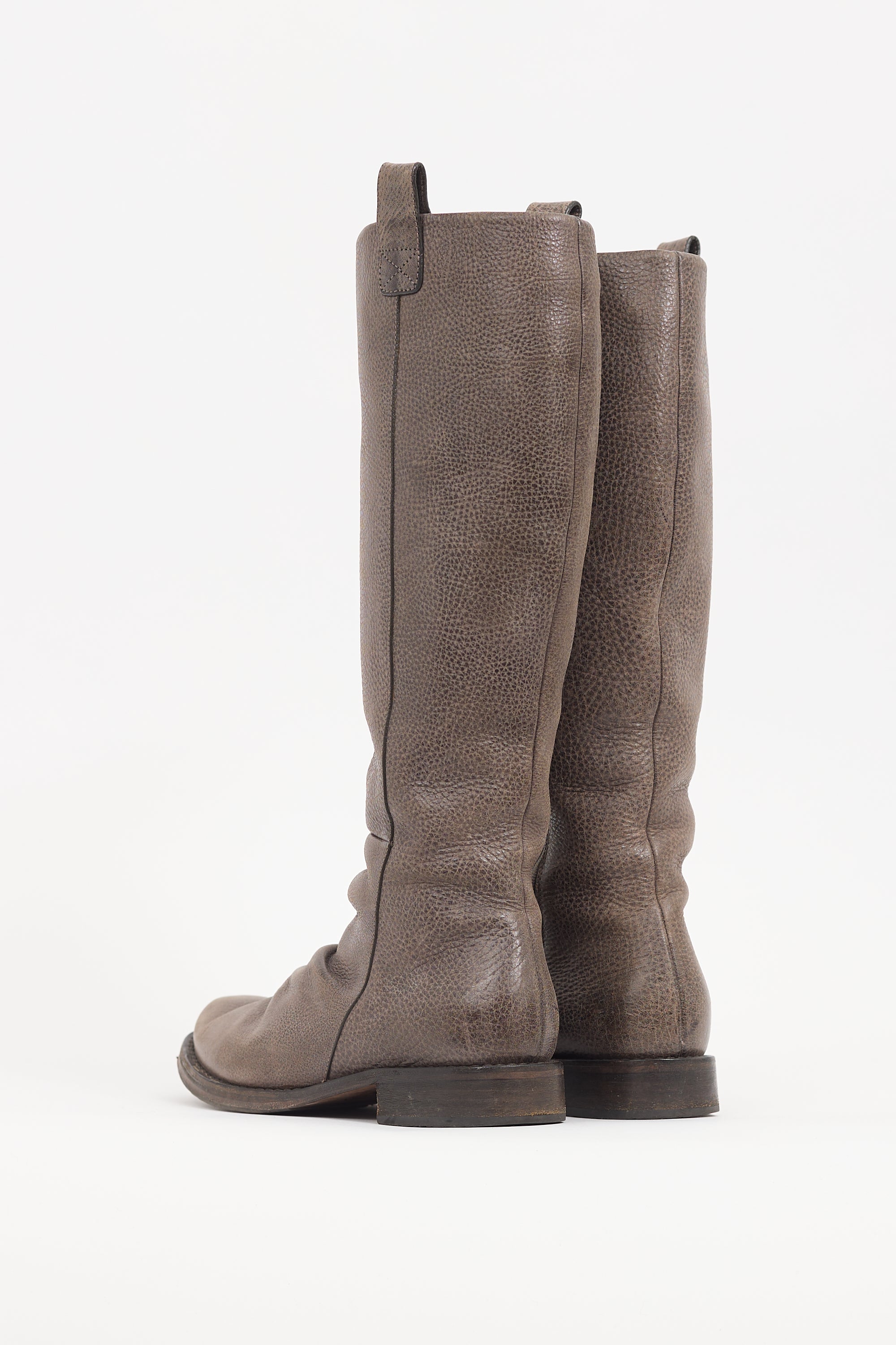Brunello Cucinelli Brown Leather Knee High Boot