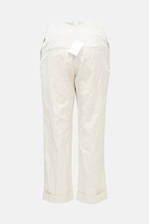 Fabiana Filippi Crinkled Satin Straight Leg Trouser