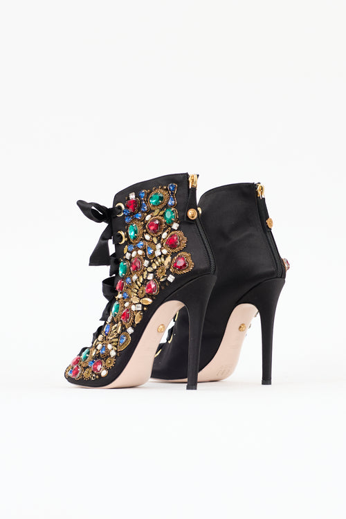 Fausto Puglisi Satin Bejewelled Bootie
