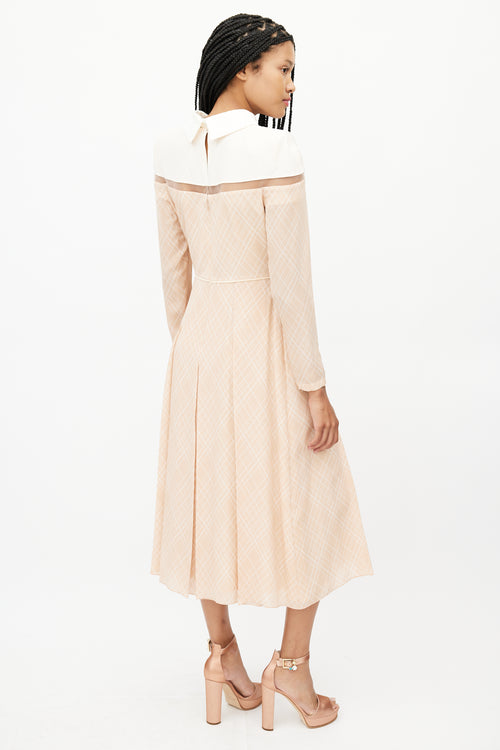 Fendi Beige & Cream Striped Pleated Dress