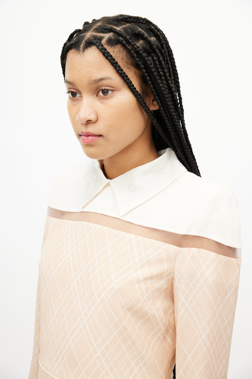 Fendi Beige & Cream Striped Pleated Dress