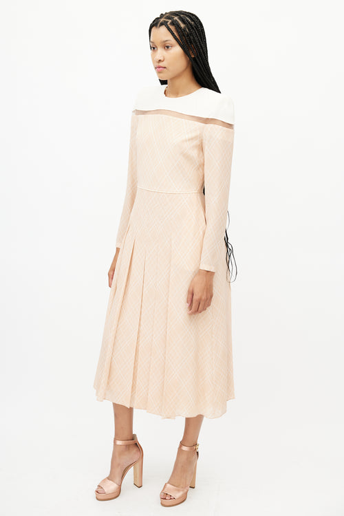 Fendi Beige & Cream Striped Pleated Dress