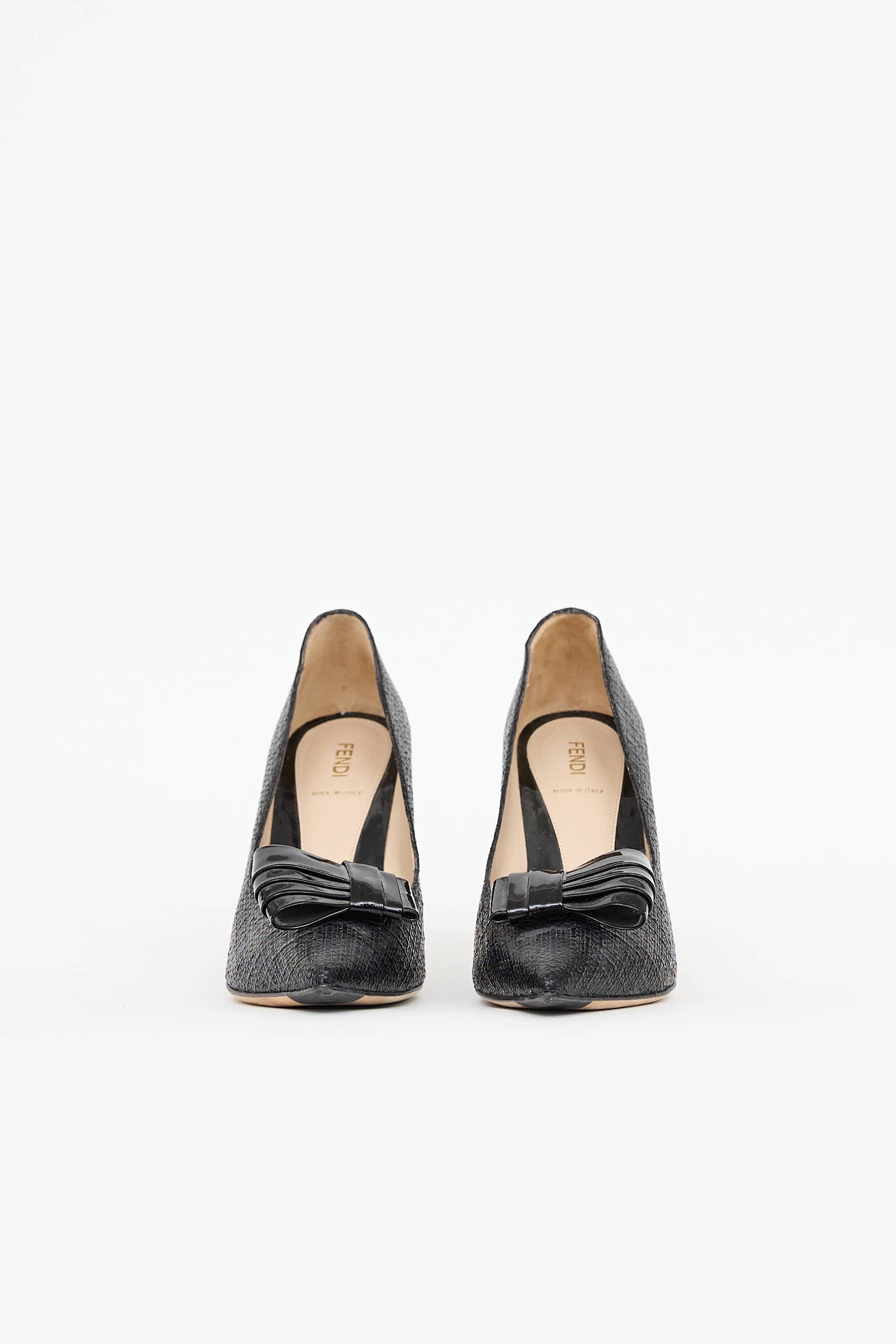 Fendi Raffia Bow Pump