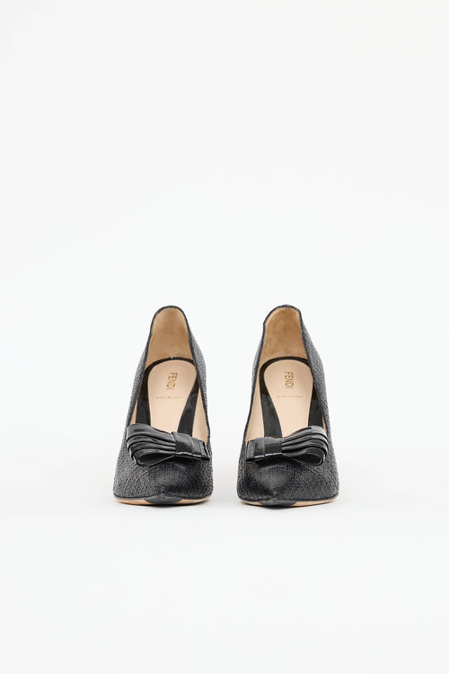 Fendi Raffia Bow Pump