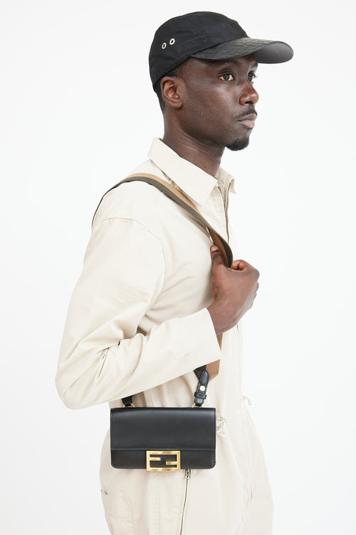 Fendi Black & Multicolour Leather Baguette Bag