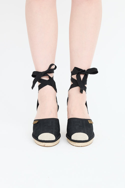 Fendi Canvas FF Espadrille Wedge Sandal