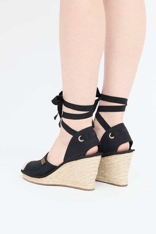 Fendi Canvas FF Espadrille Wedge Sandal