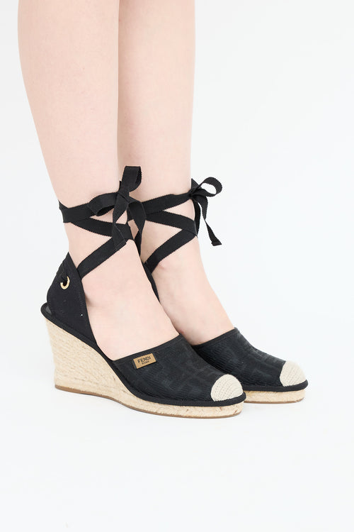 Fendi Canvas FF Espadrille Wedge Sandal