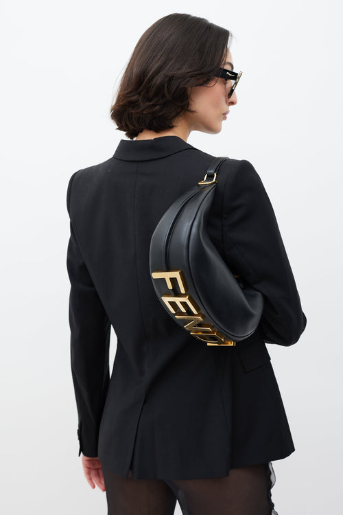 Fendi Black & Gold Fendigraphy Leather Bag