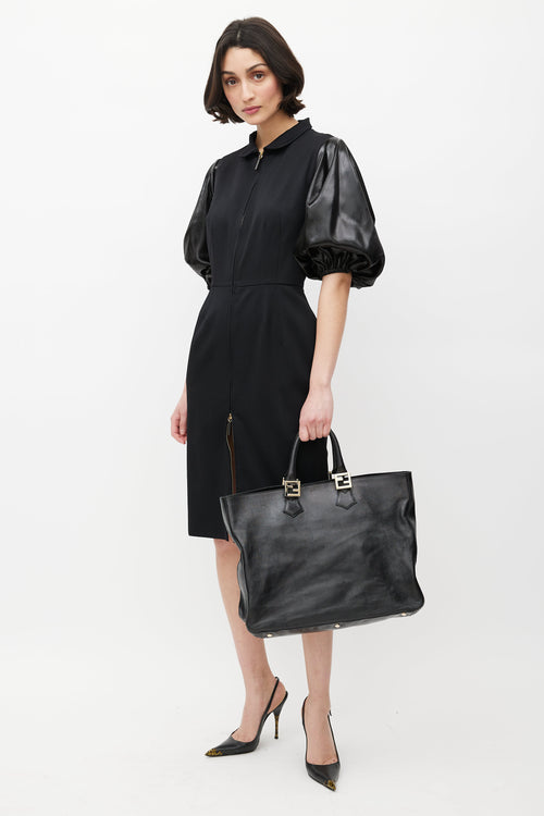 Fendi Black & Gold Twins Cabas Tote